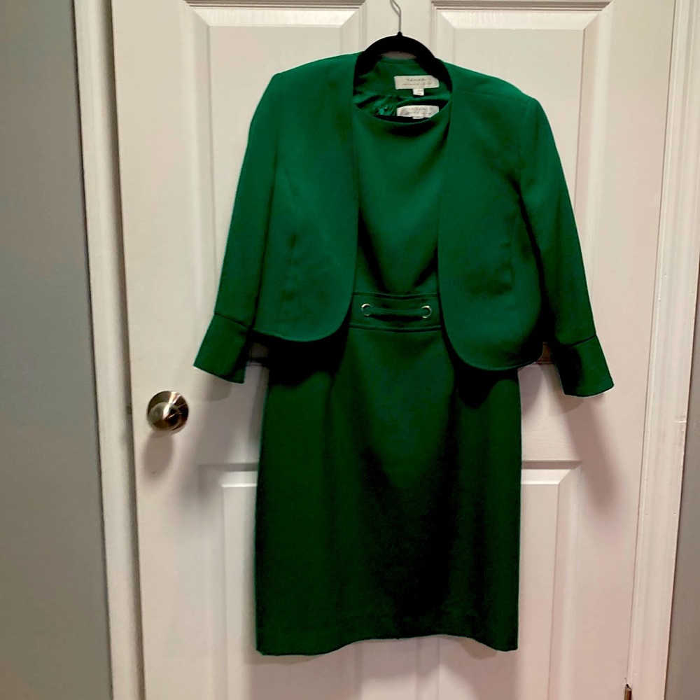 Tahari green dress and matching jacket size 10